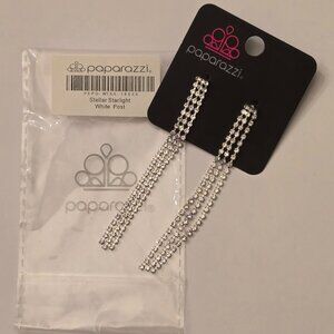 Paparazzi Silver and White Post Earrings